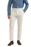 Bibury Court - Calça chino, cintura média, em sarja de algodão com elastano, com ajustadores laterais - Branca