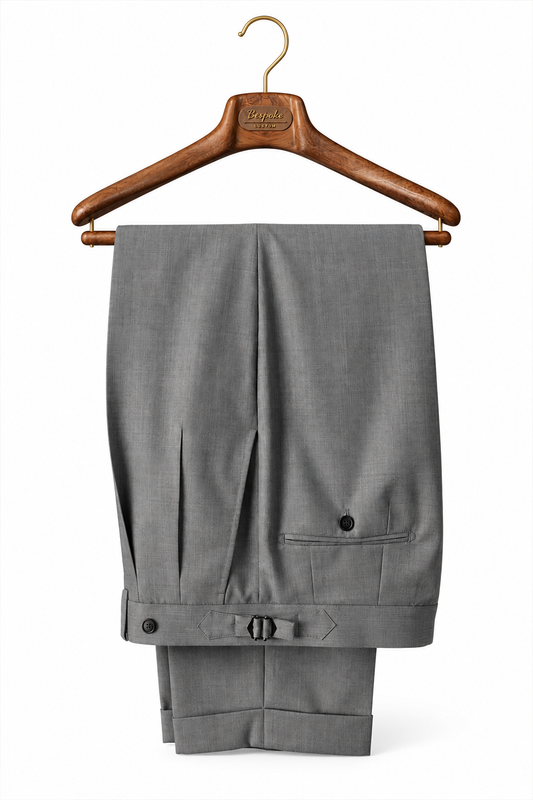 Ateliê Lynch - Calça em lã merino, super 110's 18.25 micron, com ajustadores laterais - Cinza Claro