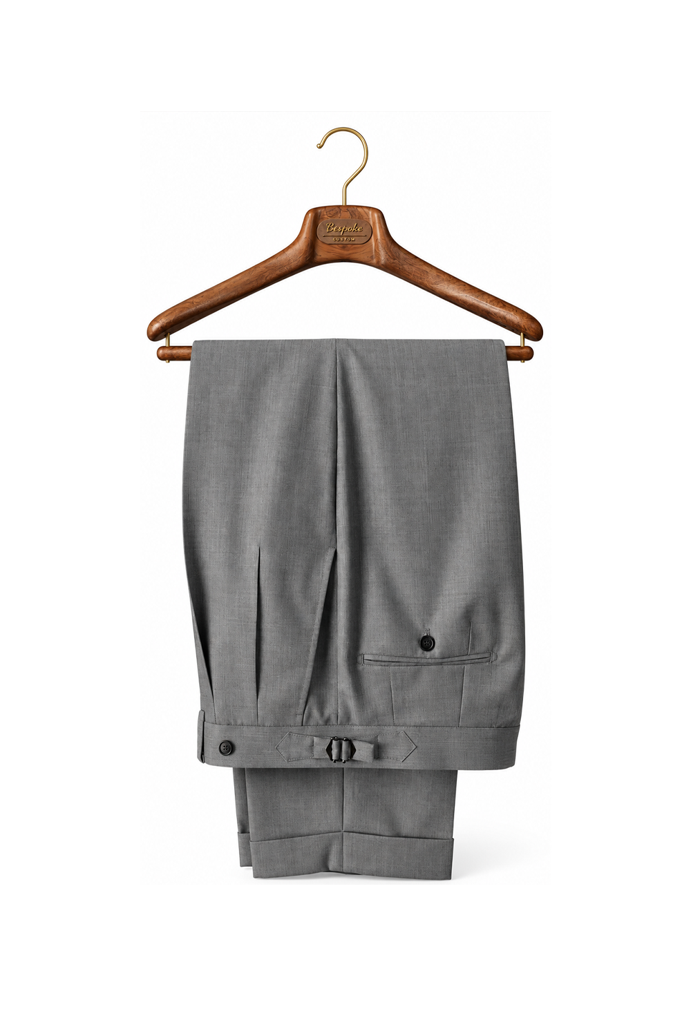 Ateliê Lynch - Calça em lã merino, super 110's 18.25 micron, com ajustadores laterais - Cinza Claro