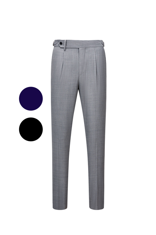 Lanifício Vitale Barberis Canonico - Calça em modelagem italiana, em lã merino 110'S, 18.25 µ, cintura alta, com ajustadores laterais - 3 Cores