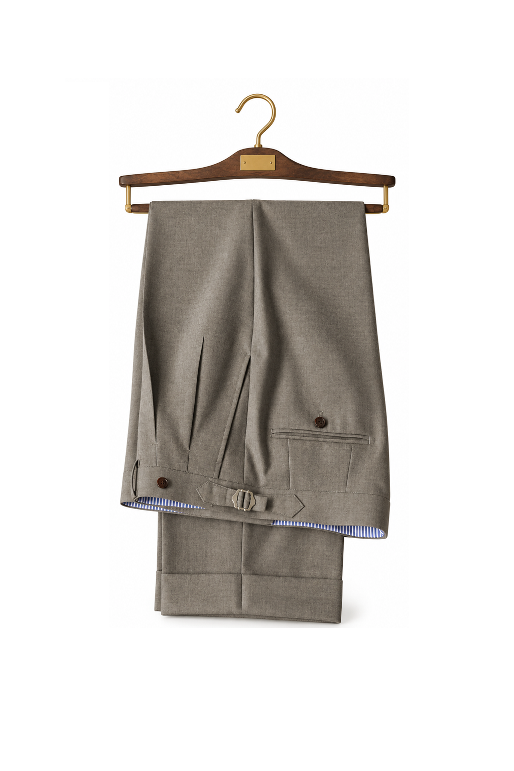 Ateliê Lynch - Calça em lã merino, super 110's 18.25 micron, com ajustadores laterais - Cinza Carvalho