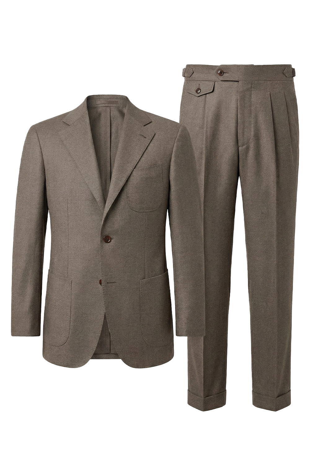 Lanifício Dino Filarte- Costume single breasted, half canvas, em lã flanelada super 110 18.25 µ , lapela notched - Castanho SKA