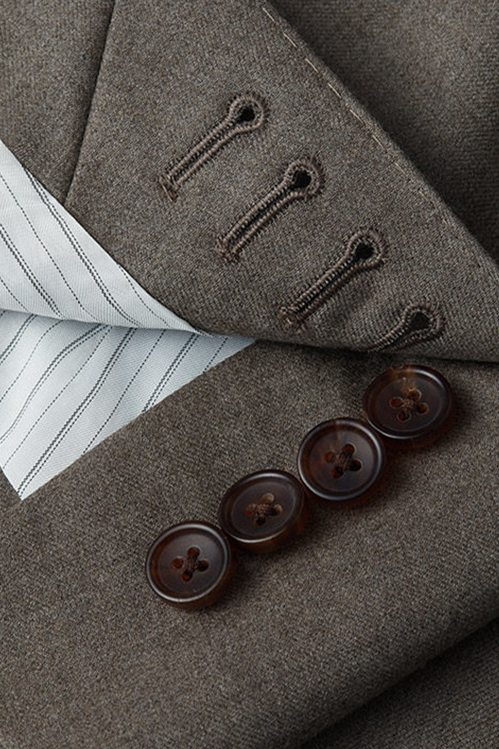 Lanifício Dino Filarte- Costume single breasted, half canvas, em lã flanelada super 110 18.25 µ , lapela notched - Castanho SKA