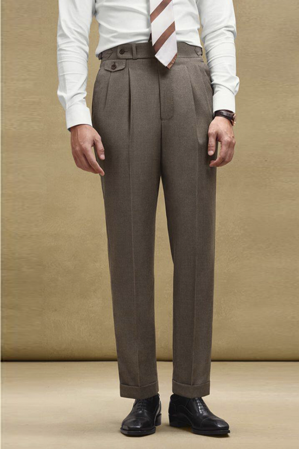 Lanifício Dino Filarte- Costume single breasted, half canvas, em lã flanelada super 110 18.25 µ , lapela notched - Castanho SKA