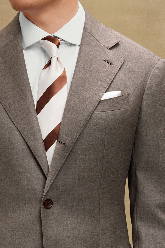 Lanifício Dino Filarte- Costume single breasted, half canvas, em lã flanelada super 110 18.25 µ , lapela notched - Castanho SKA