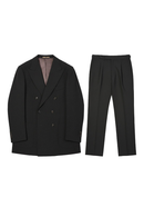 Costume double breasted 6x2, half canvas, lapela peak, em lã merino super 100 18.75 µ, 320g - Preto FMY