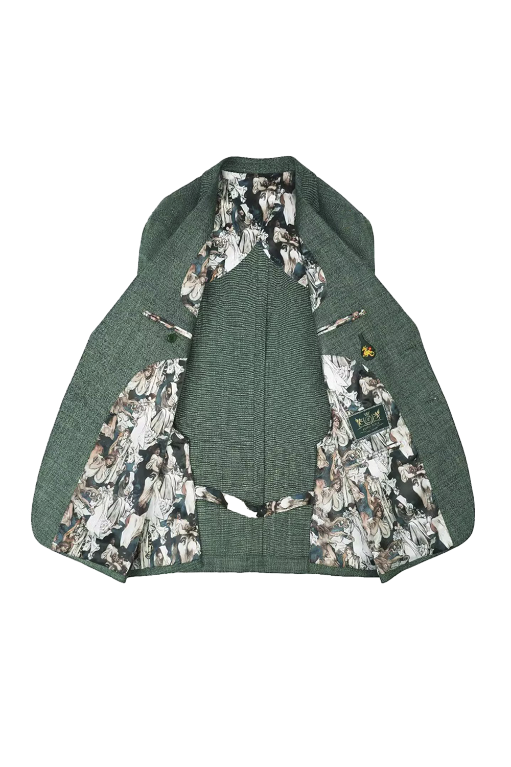 Blazer desestruturado single breasted, em lã, linho, seda e fibra de bambu, com lapela notched - Verde BPN