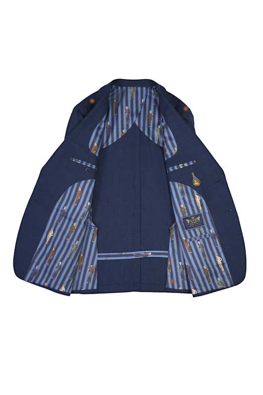 Blazer desestruturado single breasted, em lã, linho, seda e fibra de bambu, com lapela notched - Azul marinho BPN