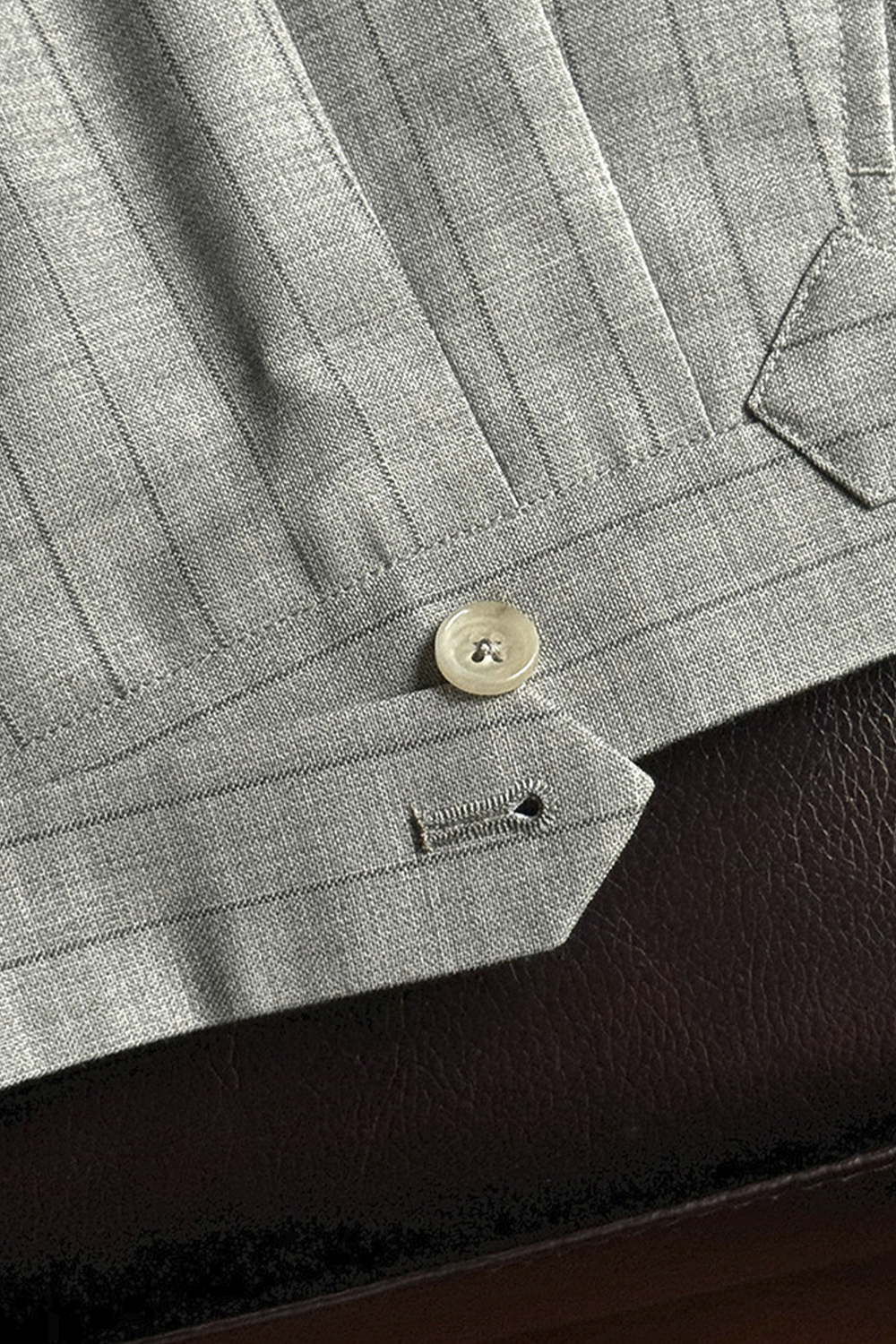 Ateliê UOMO ELEGANTE - Calça em lã merino, super 130's 17.25 micron, com ajustadores laterais - Cinza padronagem