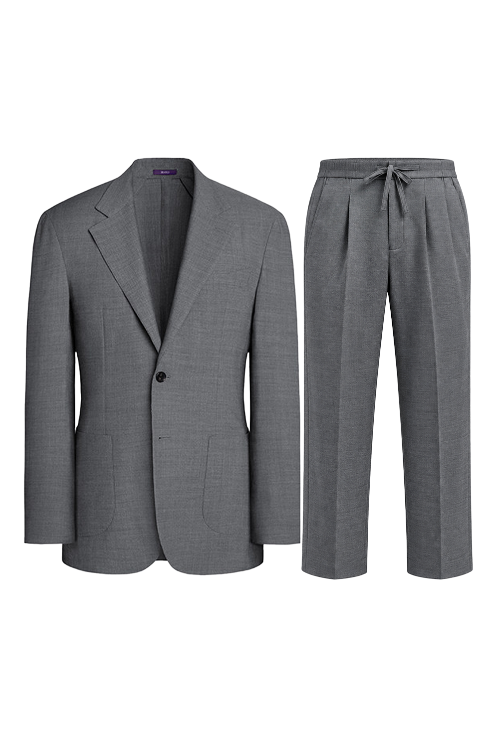 Lanifício MT Gerald - Costume single breasted, desestruturado, unlined, em lã, poli e seda, lapela notched - Cinza Espinha de peixe- SKR