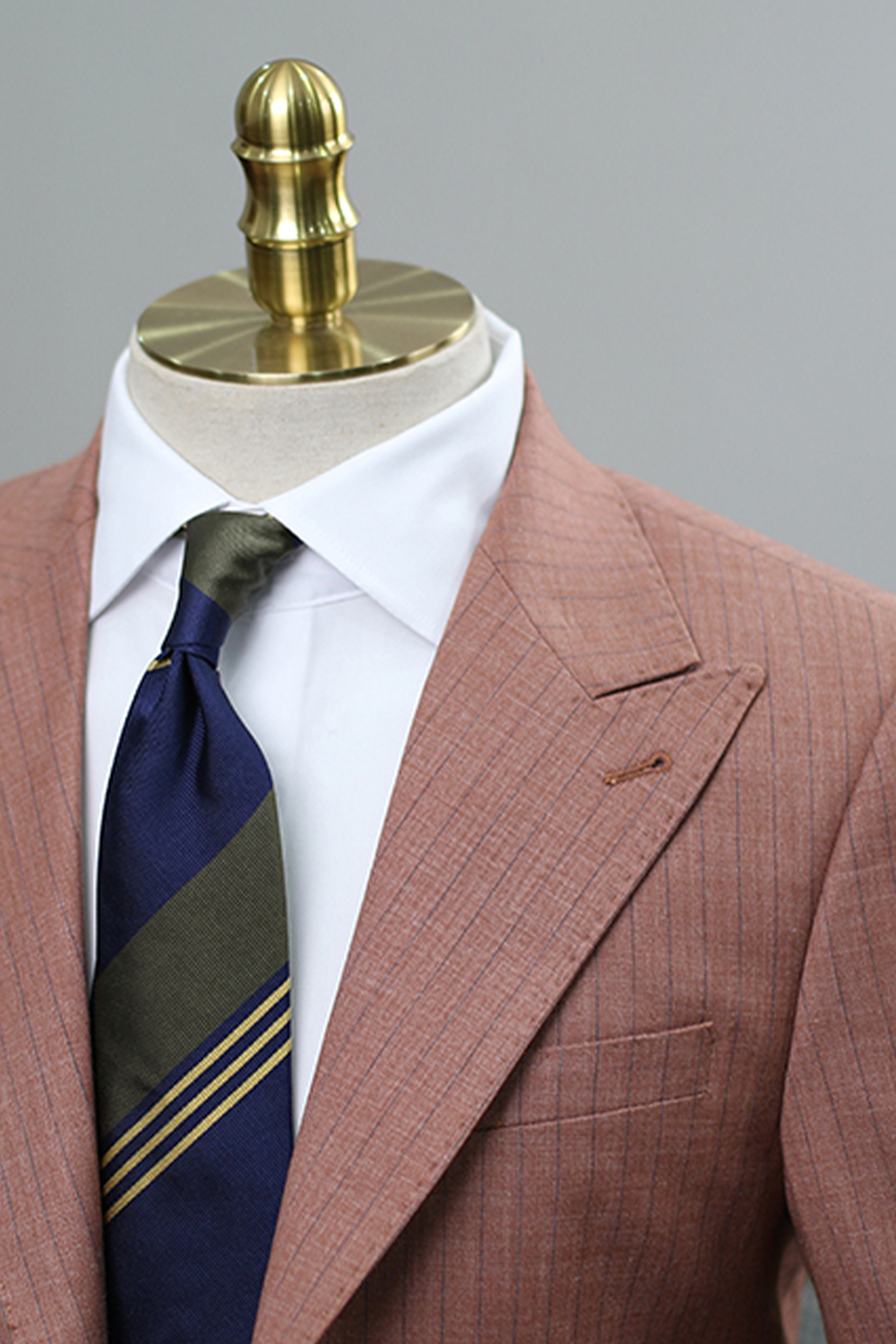 Blazer com riscas, single breasted com lapela peak - Terracota riscado HNR