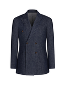 MT GERALD - Blazer double breasted 6x2, desestruturado, jeans de cânhamo com algodão,  com lapela notched - Azul Jeans SKR