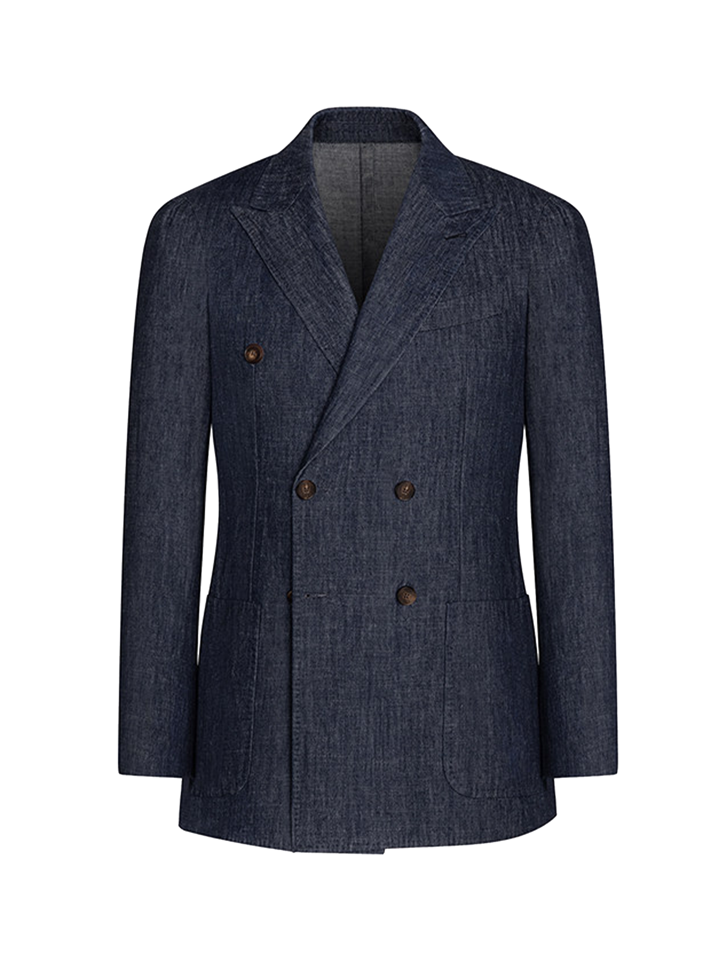 MT GERALD - Blazer double breasted 6x2, desestruturado, jeans de cânhamo com algodão,  com lapela notched - Azul Jeans SKR