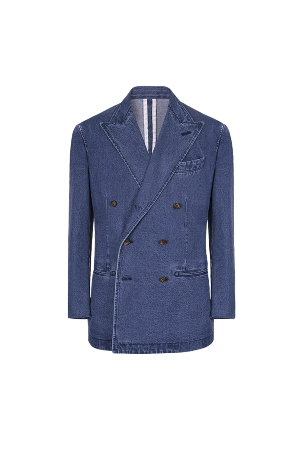 Blazer double breasted 6x2, desestruturado com lapela peak, 100% algodão - JEANS  ACT