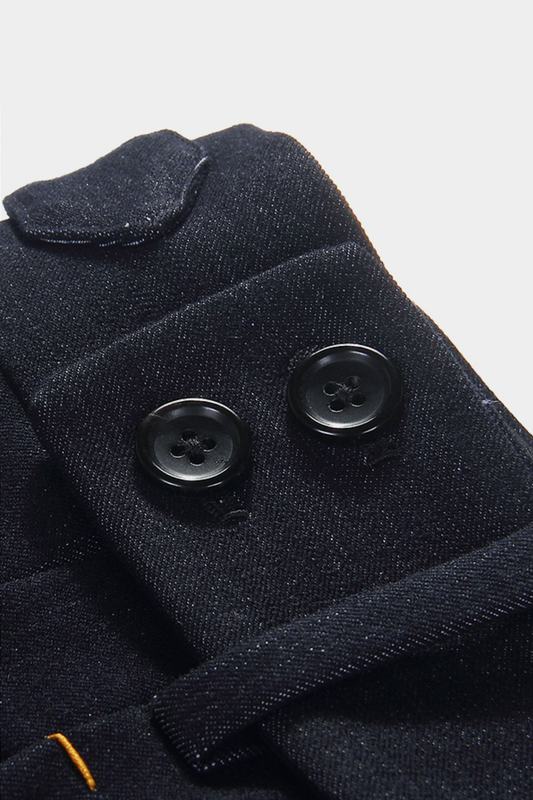 Calça em modelagem italiana, em algodão, cintura alta, com ajustadores laterais - Denim