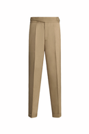Calça ghurka, cintura alta, faixa frontal e ajustadores laterais - Khaki