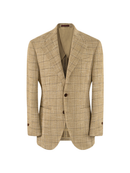 Blazer single breasted, desestruturado com lapela notched, lã mista - Khaki Windowpane - CULTUM