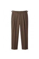 Ateliê St. Lion - Calça em lã merino, super 120's 17.75 micron, com pregas, barra italiana e ajustadores laterais - Marrom STL