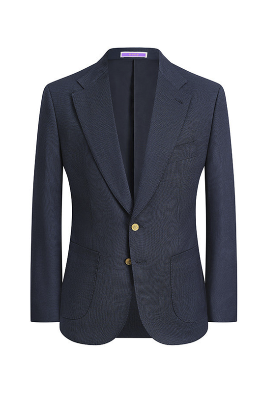 Blazer single breasted em lã merino 110's 18.25 micron com lapela notched large - Azul PYZ