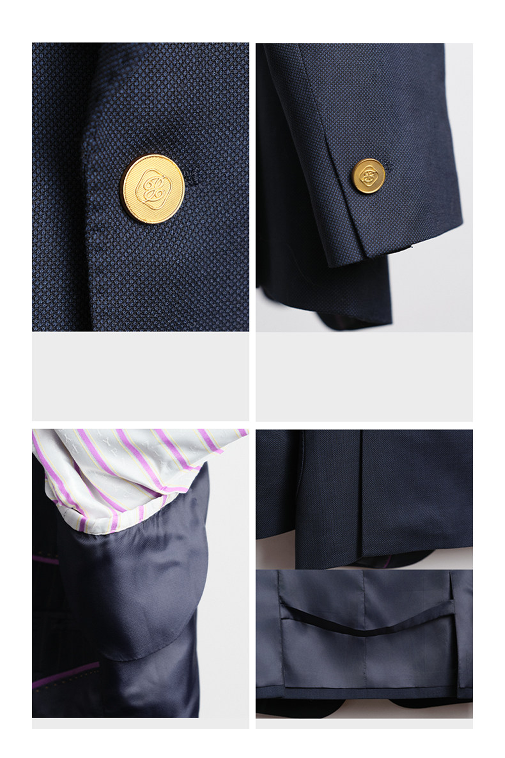 Blazer single breasted em lã merino 110's 18.25 micron com lapela notched large - Azul PYZ