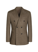 MT GERALD - Blazer double breasted 6x2, half linen, 100% linho,  estrutura half canvas com lapela peak - Marrom SKR