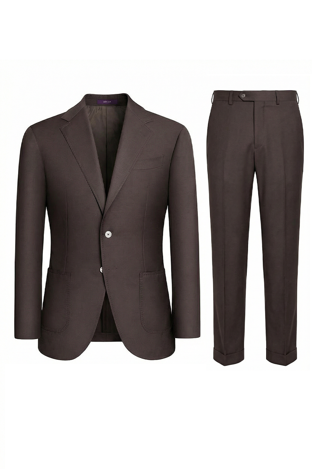 Lanifício MT GERALD - Costume single breasted, half canvas, em lã merino super 110 18.25 µ , lapela notched - Marrom SKA