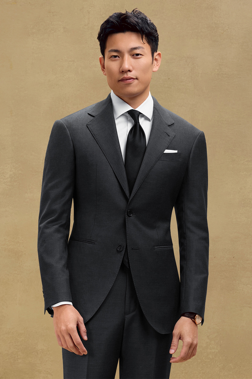 Lanifício Vitale Barberis Canônico- Costume single breasted, half canvas, em lã 21 micron COVERT , lapela notched - Cinza Chumbo SKA