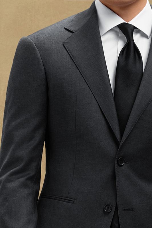 Lanifício Vitale Barberis Canônico- Costume single breasted, half canvas, em lã 21 micron COVERT , lapela notched - Cinza Chumbo SKA