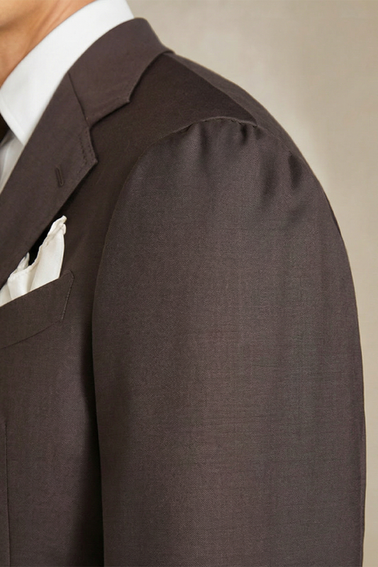 Lanifício MT GERALD - Costume single breasted, half canvas, em lã merino super 110 18.25 µ , lapela notched - Marrom SKA