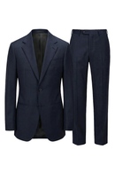 Lanifício Vitale Barberis Canônico- Costume single breasted, half canvas, em lã 21 micron COVERT , lapela notched -Azul Marinho SKA