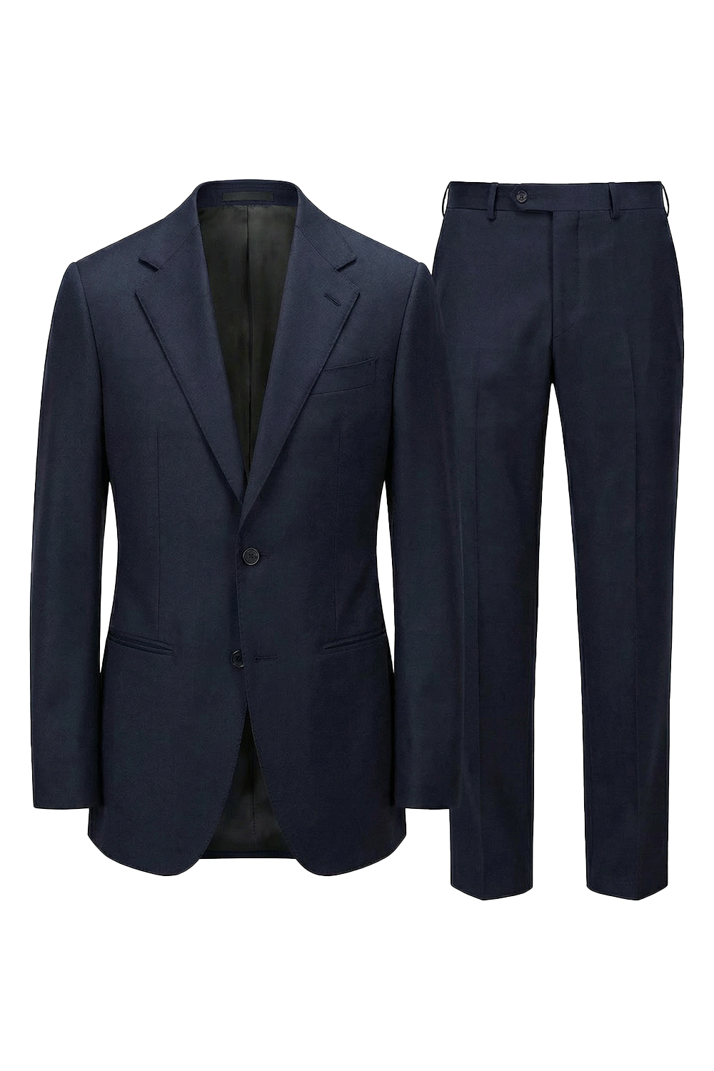 Lanifício Vitale Barberis Canônico- Costume single breasted, half canvas, em lã 21 micron COVERT , lapela notched -Azul Marinho SKA