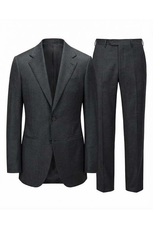 Lanifício Vitale Barberis Canônico- Costume single breasted, half canvas, em lã 21 micron COVERT , lapela notched - Cinza Chumbo SKA
