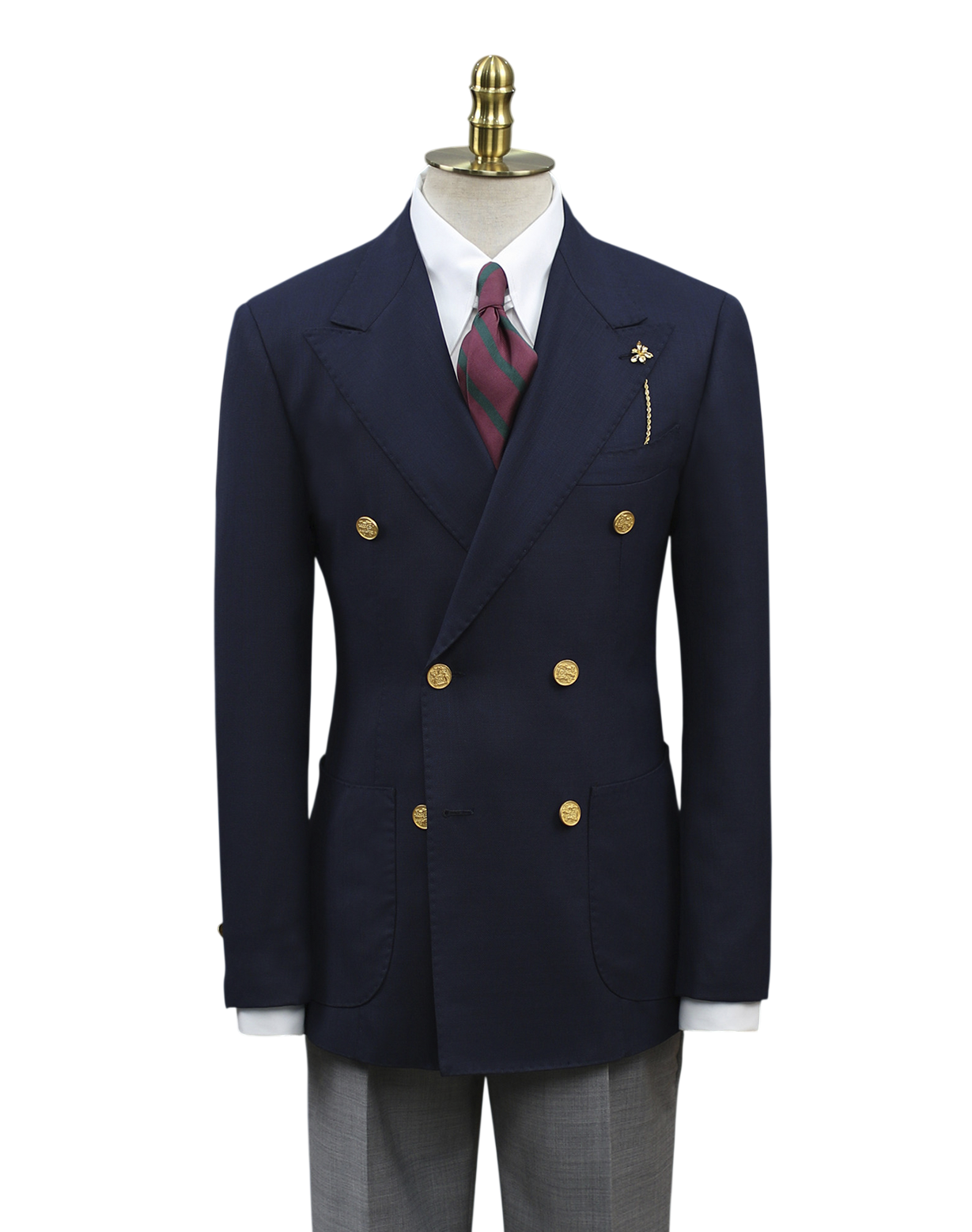 Blazer marinheiro, em lã tropical double breasted 6x2 com lapela peak large - Navy Azul HNR