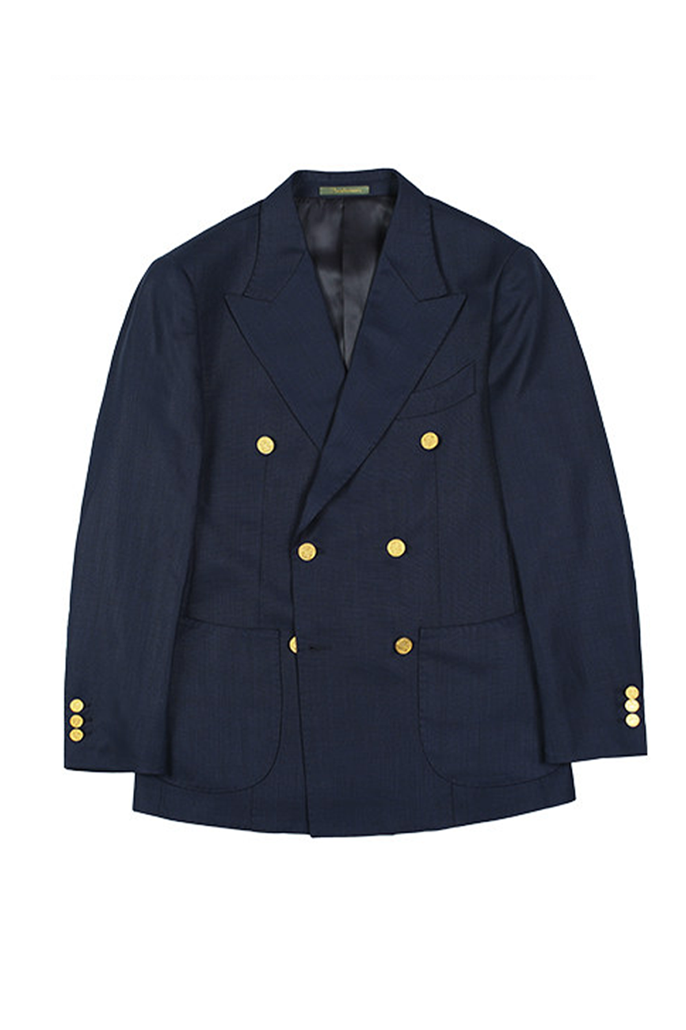 Blazer marinheiro, em lã tropical double breasted 6x4 com lapela peak large - Navy Azul HNR