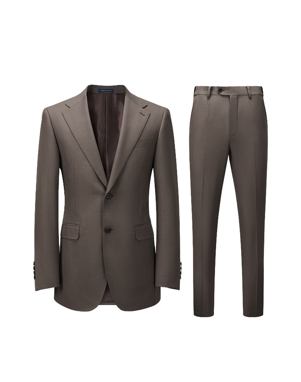 Costume single breasted, lapela notched, em lã merino super 110 18.25 µ - Marrom GDM