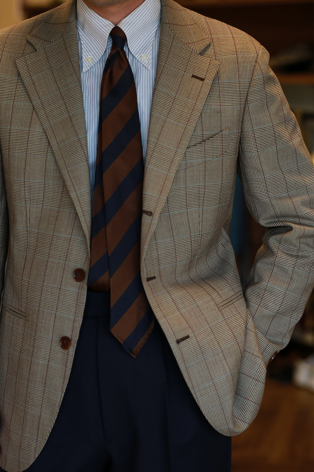 ATELIÊ MK MAN - Blazer half canvas, single breasted 3-roll-2, spalla camicia, em lã  super 120's, 17.75µ I 290 g - Príncipe de Gales Carvalho