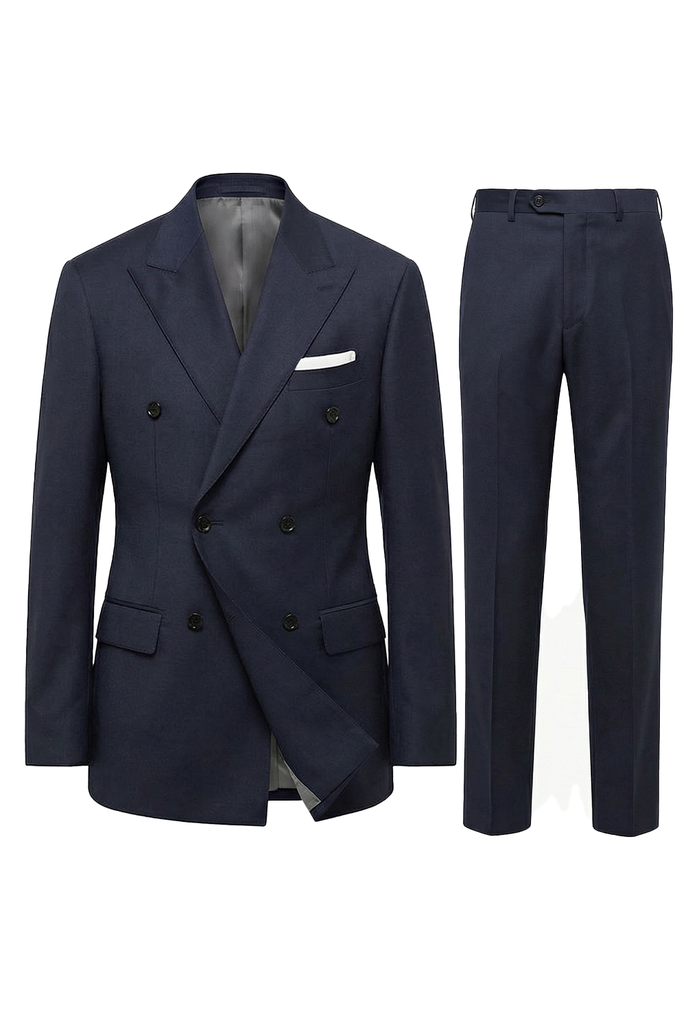 Lanifício MT GERALD - Costume double breasted 6x2, half canvas, em lã merino super 110 18.25 µ , lapela peak - Azul Marinho SKA