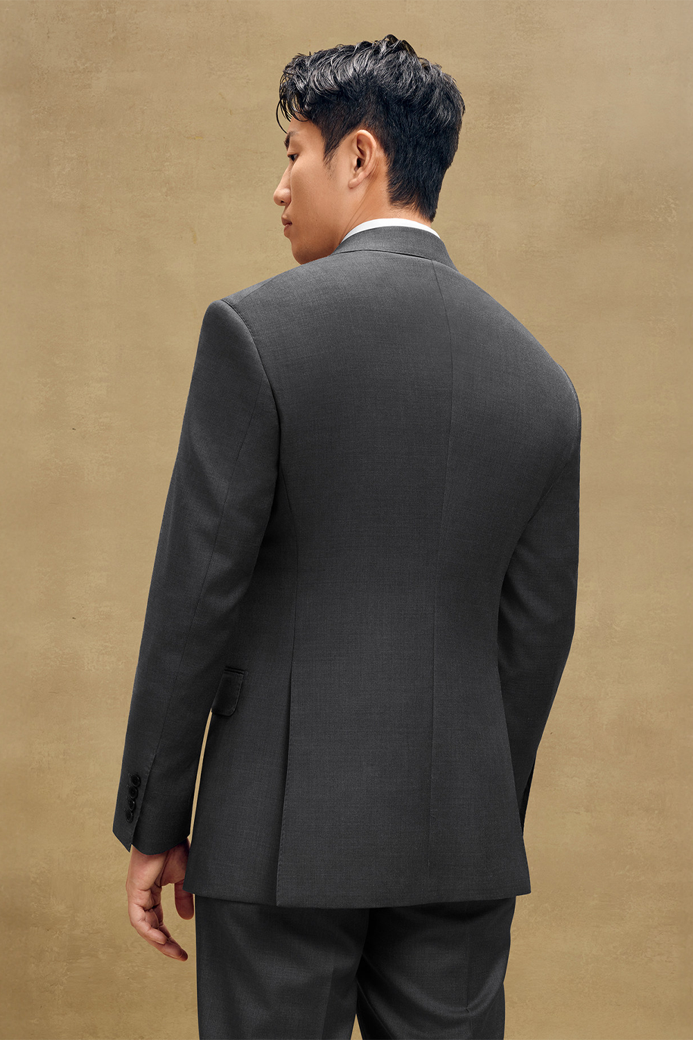 Lanifício MT GERALD - Costume double breasted 6x2, half canvas, em lã merino super 110 18.25 µ , lapela peak - Cinza SKA