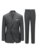 Lanifício MT GERALD - Costume double breasted 6x2, half canvas, em lã merino super 110 18.25 µ , lapela peak - Cinza SKA