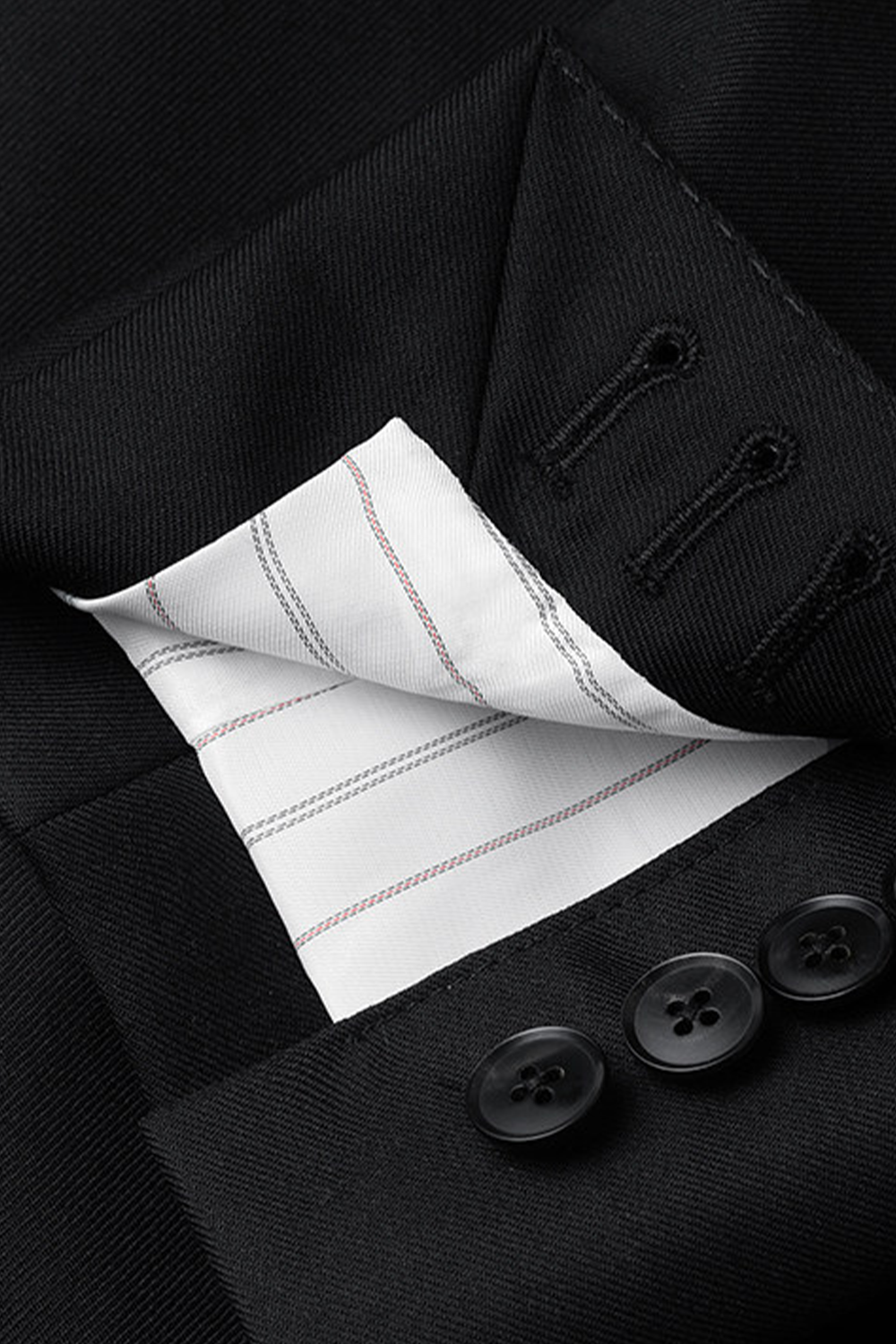 Lanifício MT GERALD - Costume double breasted 6x2, half canvas, em lã merino super 110 18.25 µ , lapela peak - Preto SKA