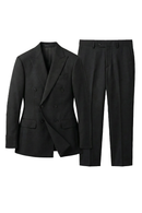 Lanifício MT GERALD - Costume double breasted 6x2, half canvas, em lã merino super 110 18.25 µ , lapela peak - Preto SKA