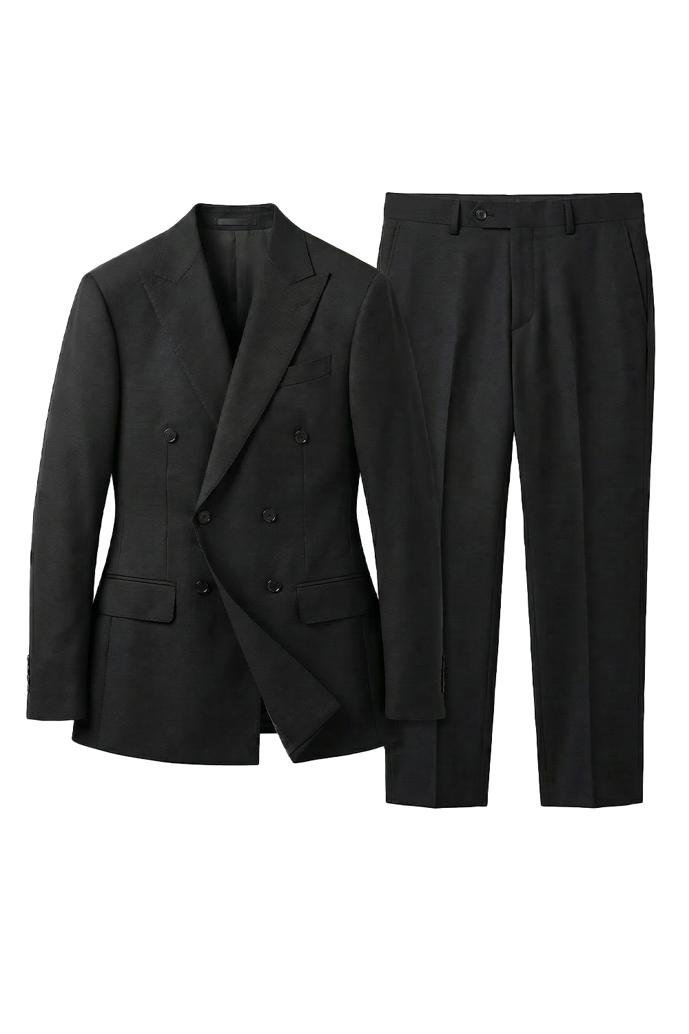 Lanifício MT GERALD - Costume double breasted 6x2, half canvas, em lã merino super 110 18.25 µ , lapela peak - Preto SKA