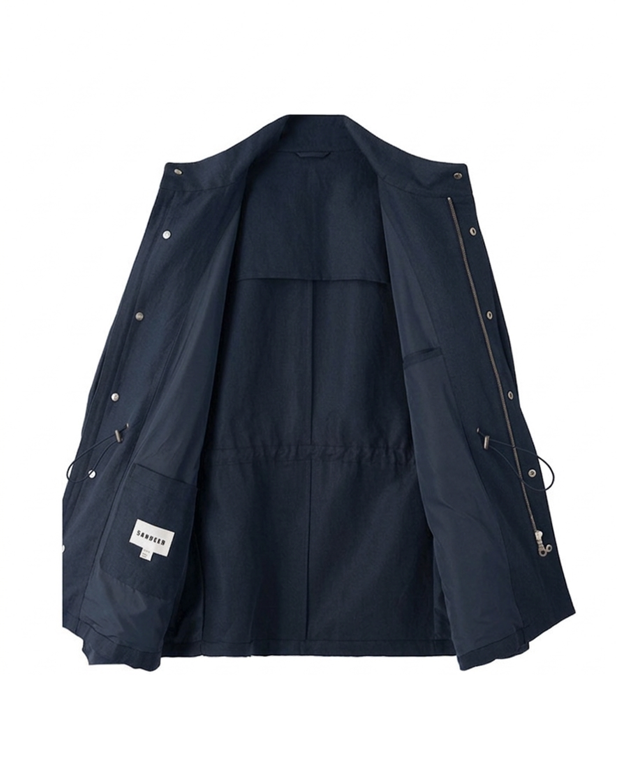 Safari Jacket, com ajuste interno, zíper e botões, em linho, algodão e tencel - Azul Sanhr