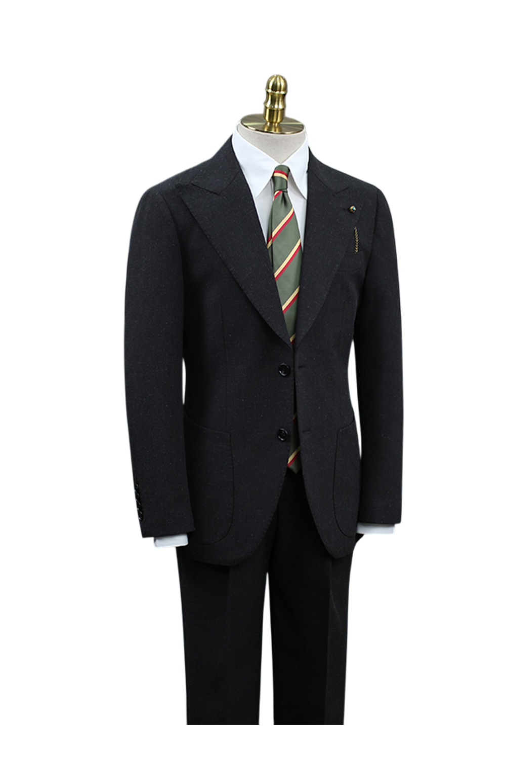 Blazer, tramado com linho, single breasted com lapela peak - Preto esfumaçado HNR