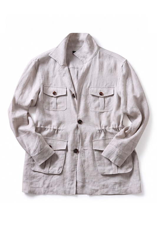Safari Jacket desestruturado, com ajuste interno 100% linho - Off-White LINEN