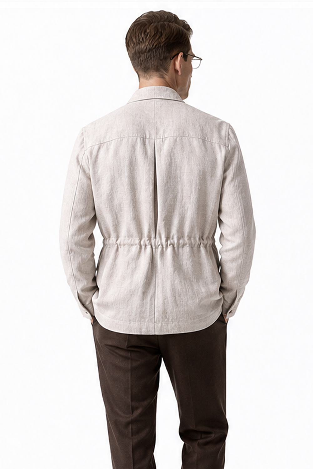 Safari Jacket desestruturado, com ajuste interno 100% linho - Off-White LINEN