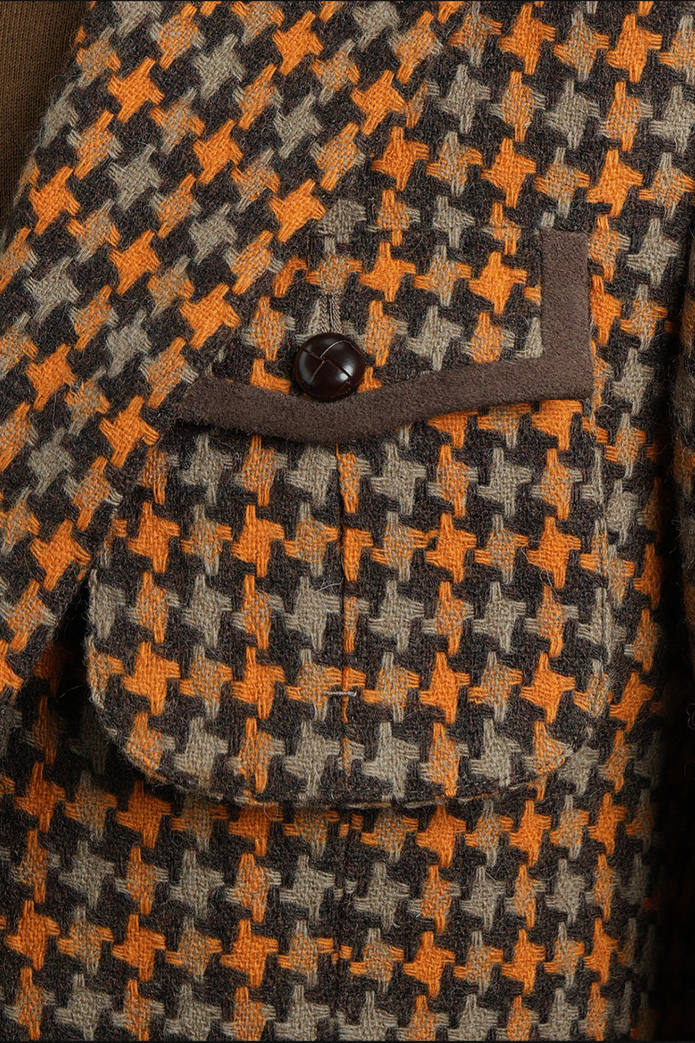 Safari 100% lã super 90'S com 19.25 µ, com lapela notched , bolsos flap e botões capotão - Pied de Poule