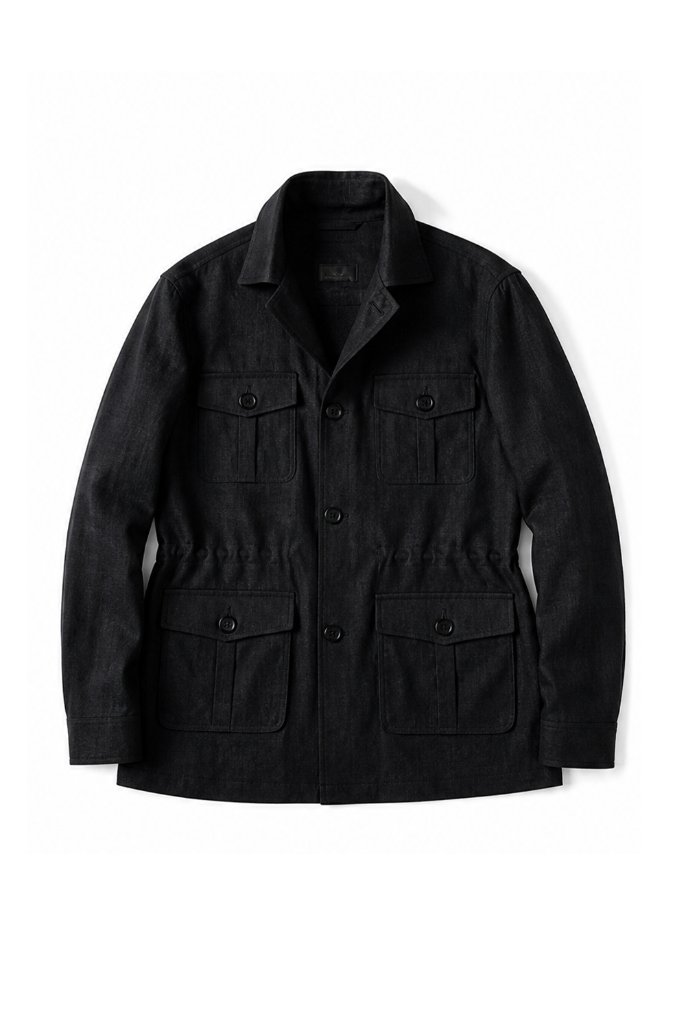 Safari Jacket desestruturado, com ajuste interno, em linho com tencel - Preto BsLee