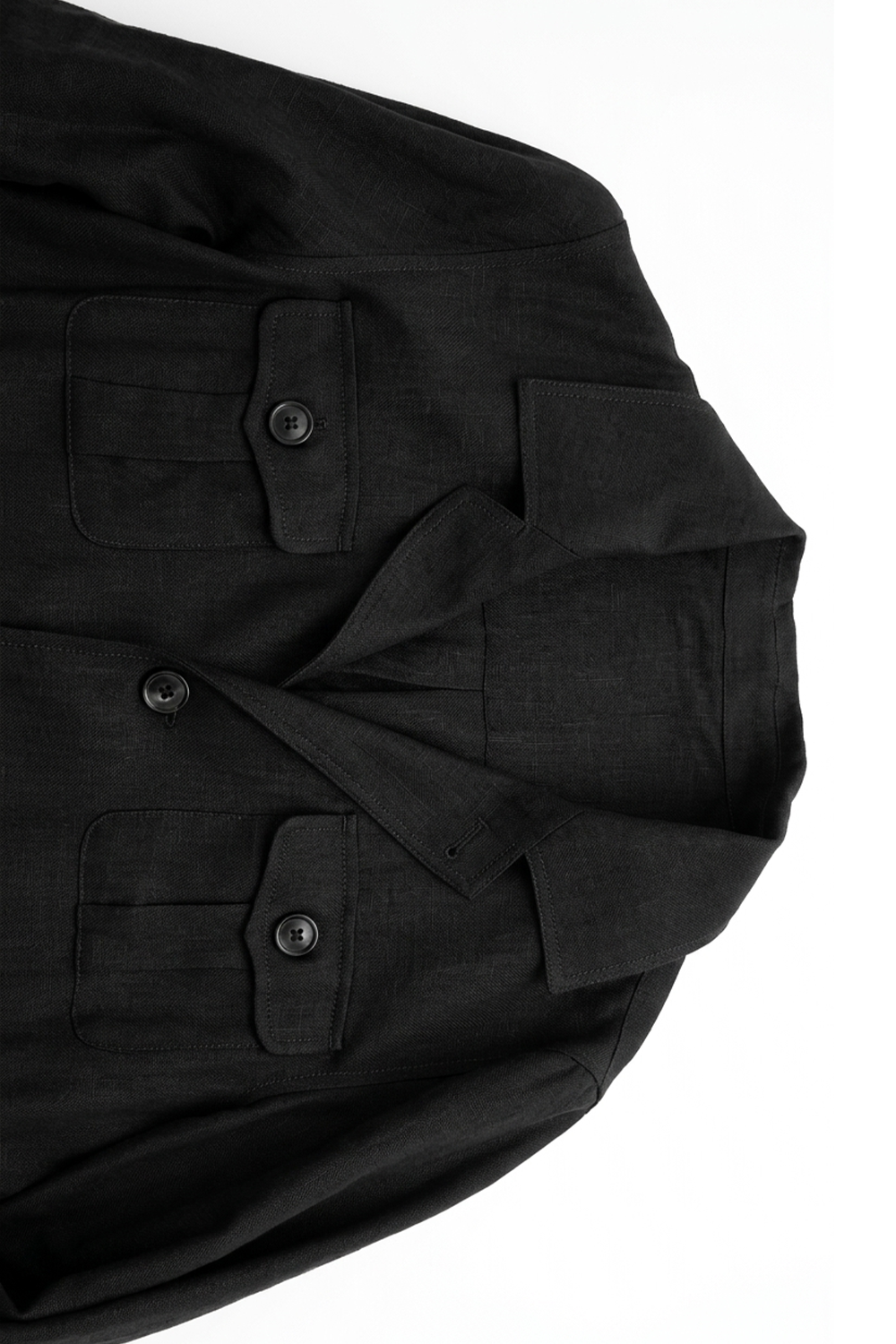 Safari Jacket desestruturado, com ajuste interno, em linho com tencel - Preto BsLee