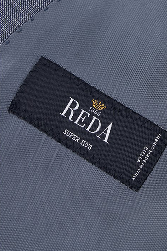 Lanifício Reda 1865 - Costume em lã merino, double breasted 6x2, half canvas com lapela peak - Azul cimento